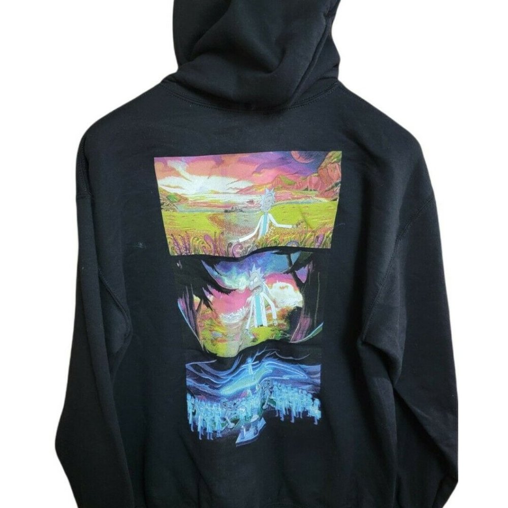 Rick and Morty Artsy Hoodie Sweatshirt Pullover LARGE Adult Swim New